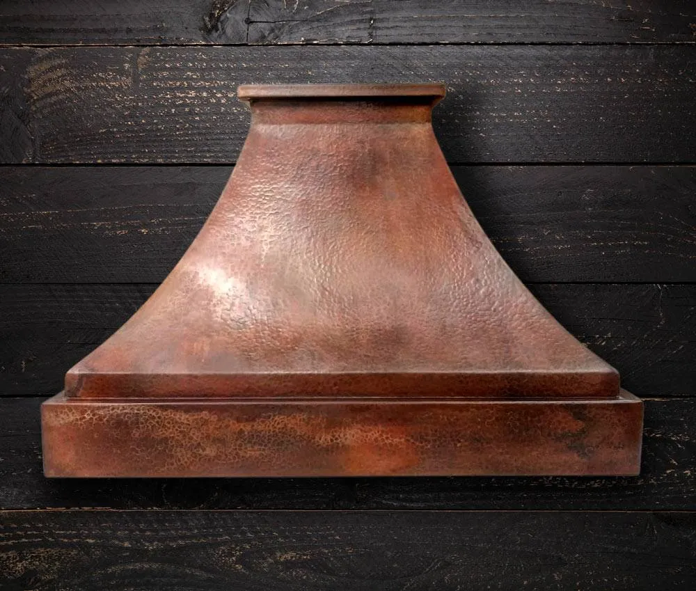 - FARMHOUSE- Hammered Copper Range Hood - Vintage Patina