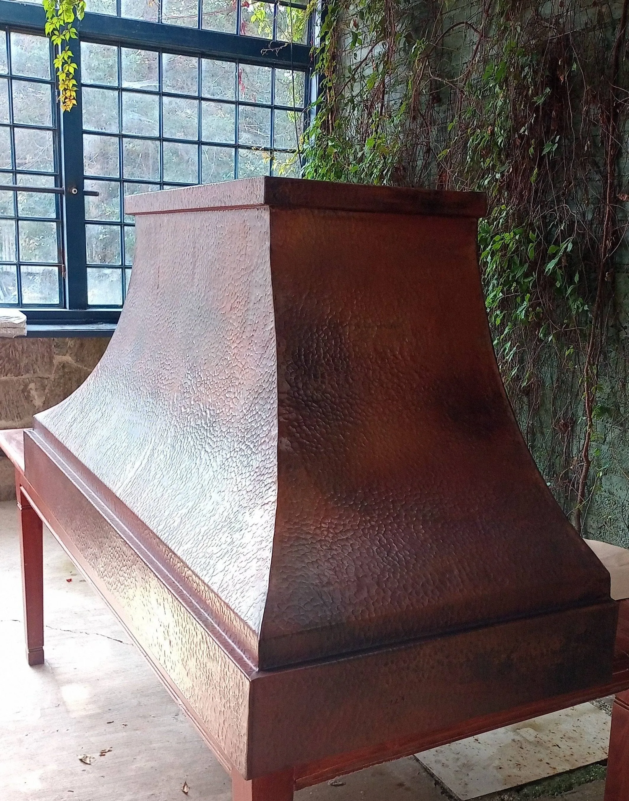 - FARMHOUSE- Hammered Copper Range Hood - Vintage Patina