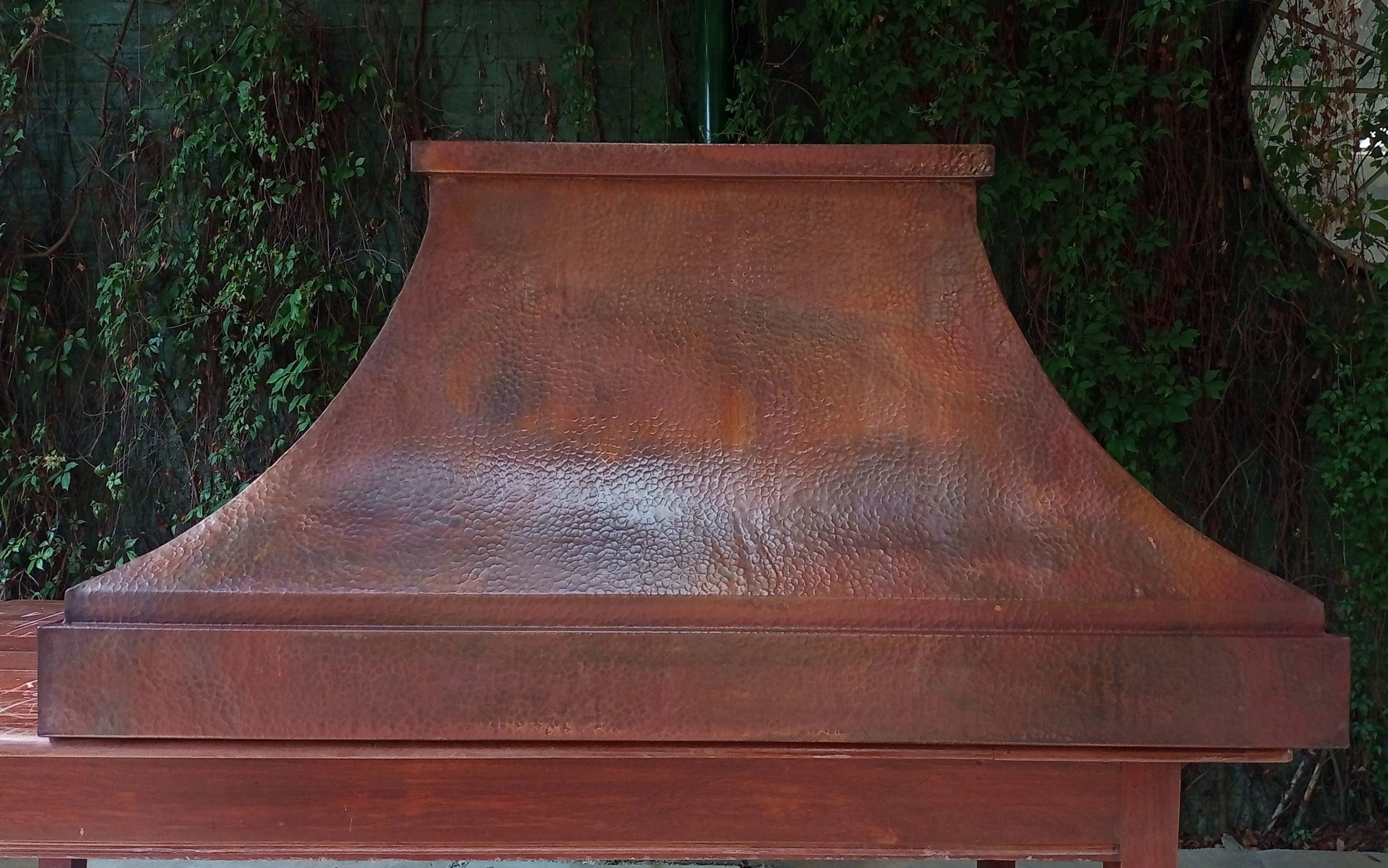 - FARMHOUSE- Hammered Copper Range Hood - Vintage Patina
