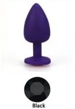 0530AE  Soft Silicone Butt Plug, Large Purple Plug, Black Crystal - LAST CHANCE - Final Closeout!