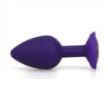 0530AE  Soft Silicone Butt Plug, Large Purple Plug, Black Crystal - LAST CHANCE - Final Closeout!