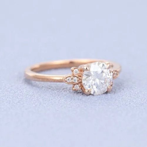 1.00 Ct Round Engagement Ring rose gold  women Simple wedding ring Promise Diamond Anniversary Ring For Women on etsy