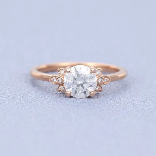 1.00 Ct Round Engagement Ring rose gold  women Simple wedding ring Promise Diamond Anniversary Ring For Women on etsy