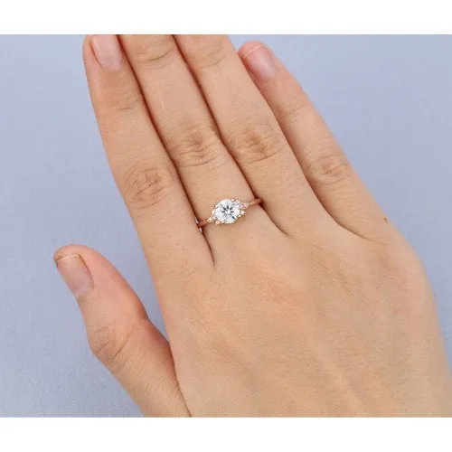 1.00 Ct Round Engagement Ring rose gold  women Simple wedding ring Promise Diamond Anniversary Ring For Women on etsy