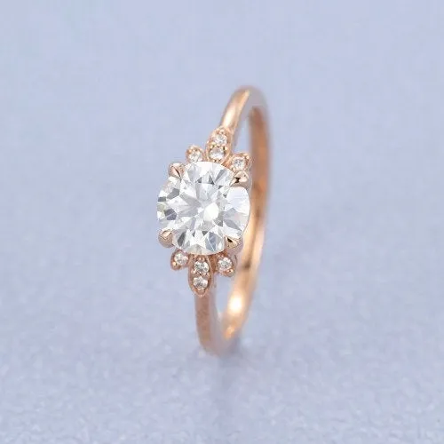 1.00 Ct Round Engagement Ring rose gold  women Simple wedding ring Promise Diamond Anniversary Ring For Women on etsy