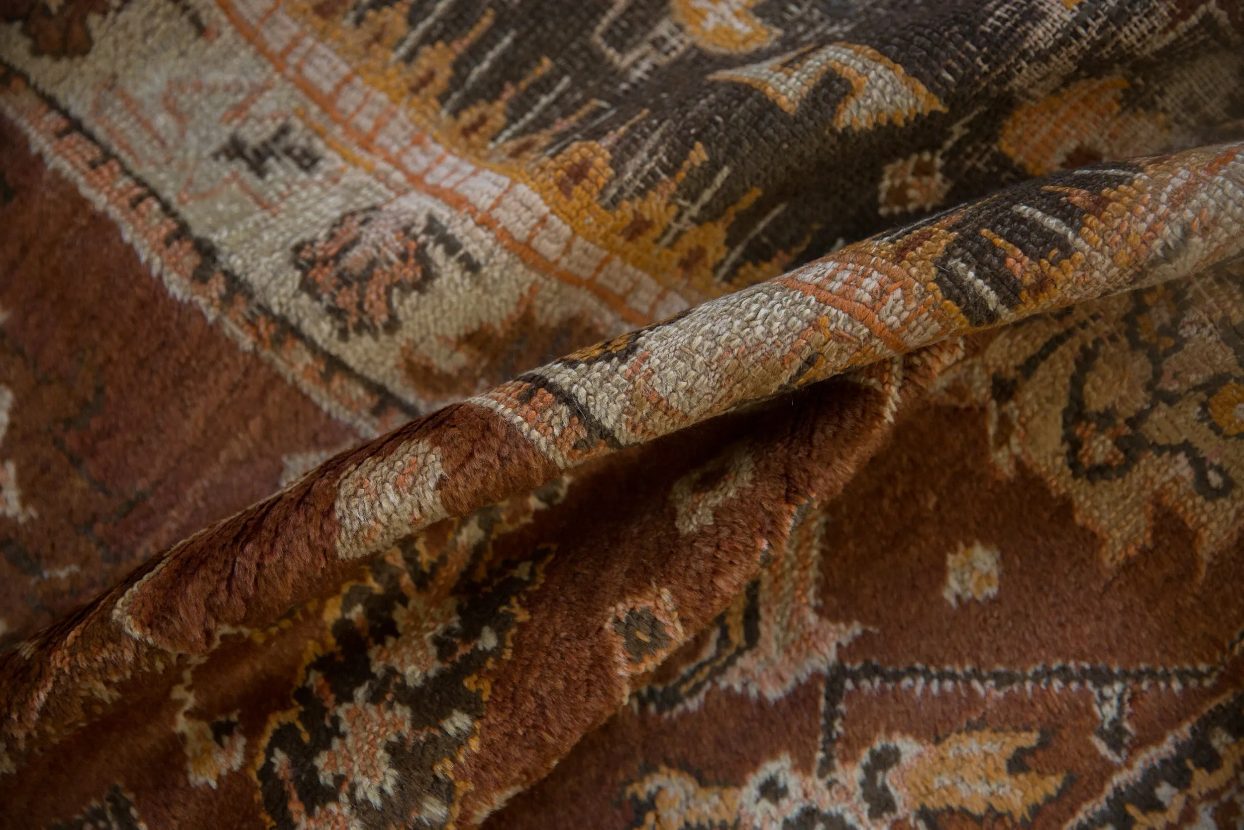 10.5x10.5 Vintage Oushak Square Carpet