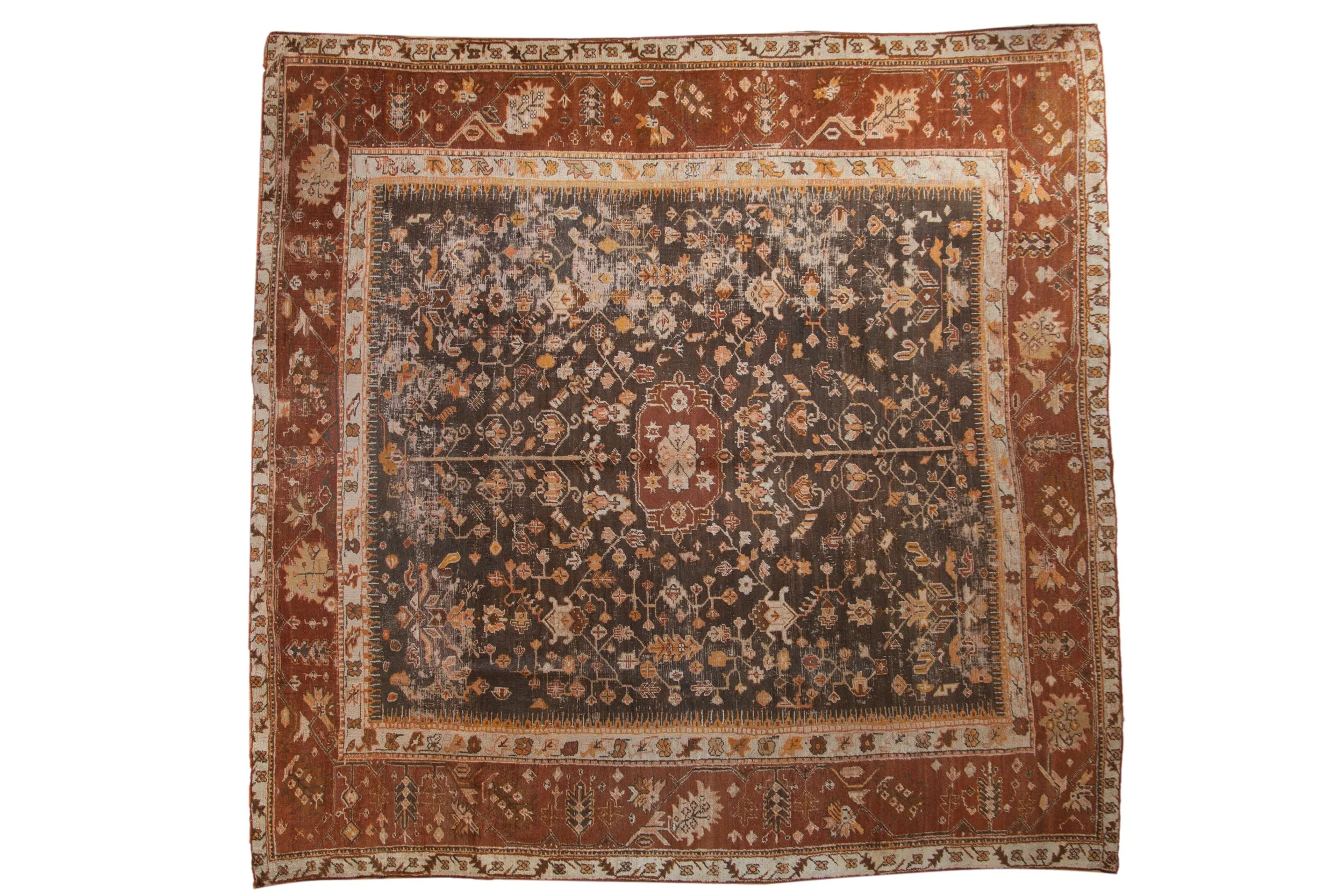 10.5x10.5 Vintage Oushak Square Carpet