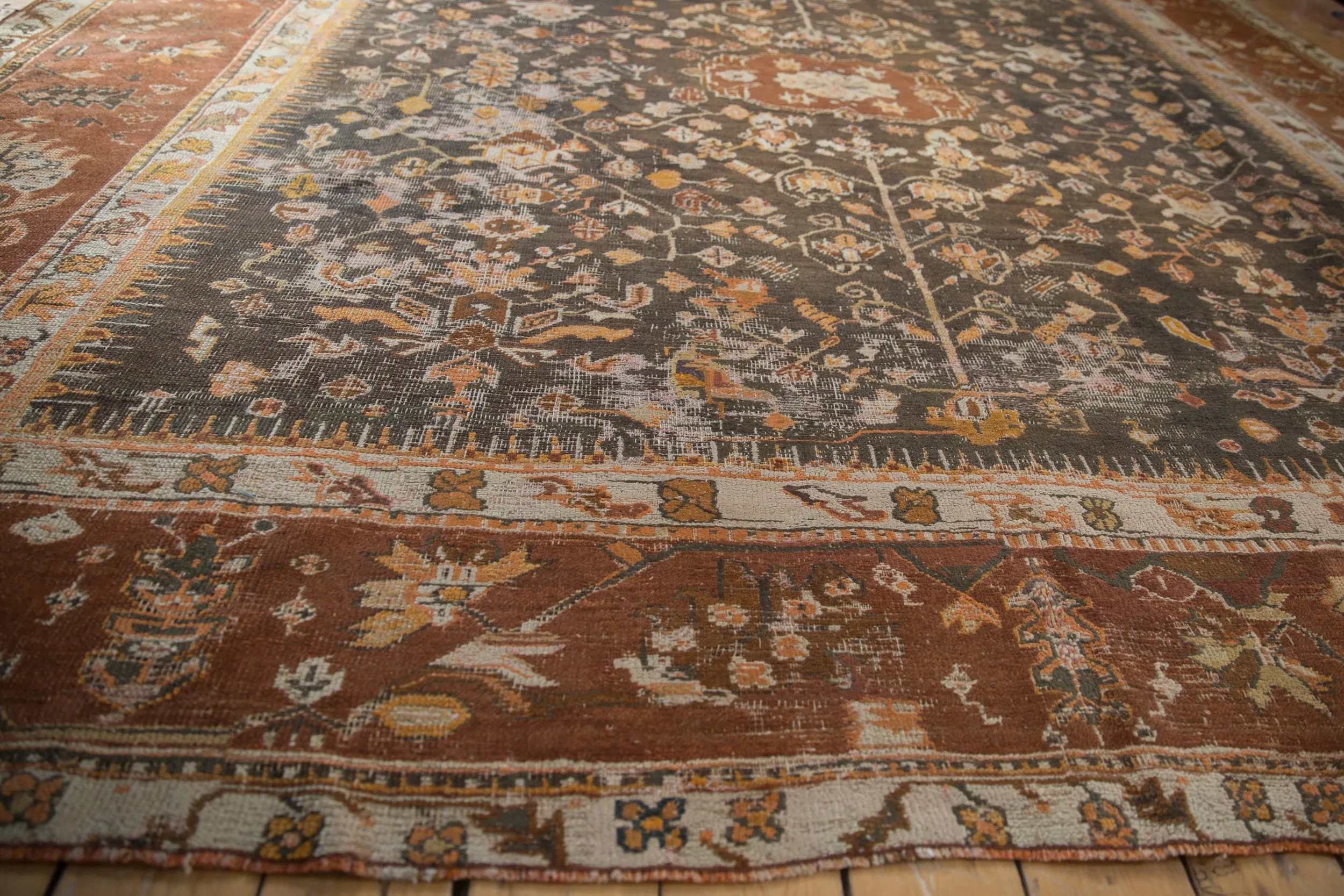 10.5x10.5 Vintage Oushak Square Carpet