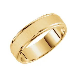 10k Yellow Gold 6mm Satin Finished Light Band Size 10