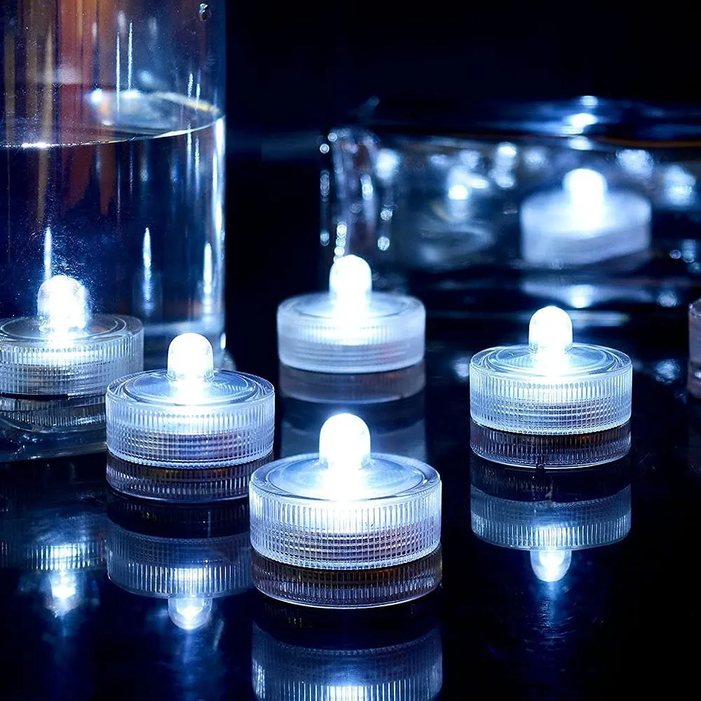 12 Piece Submersible LED Lights Waterproof Underwater Tea Candle Lights