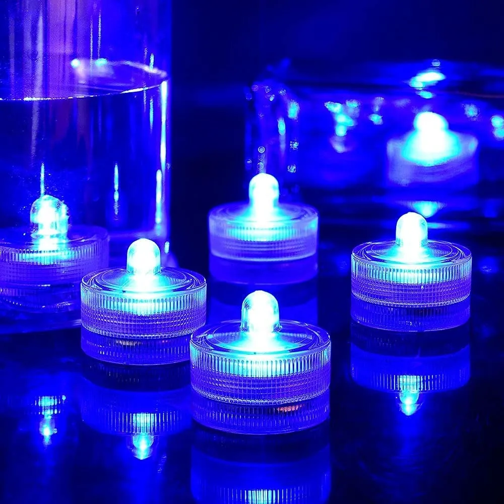 12 Piece Submersible LED Lights Waterproof Underwater Tea Candle Lights