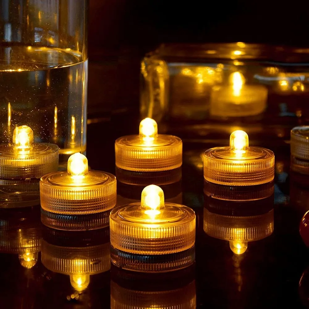 12 Piece Submersible LED Lights Waterproof Underwater Tea Candle Lights