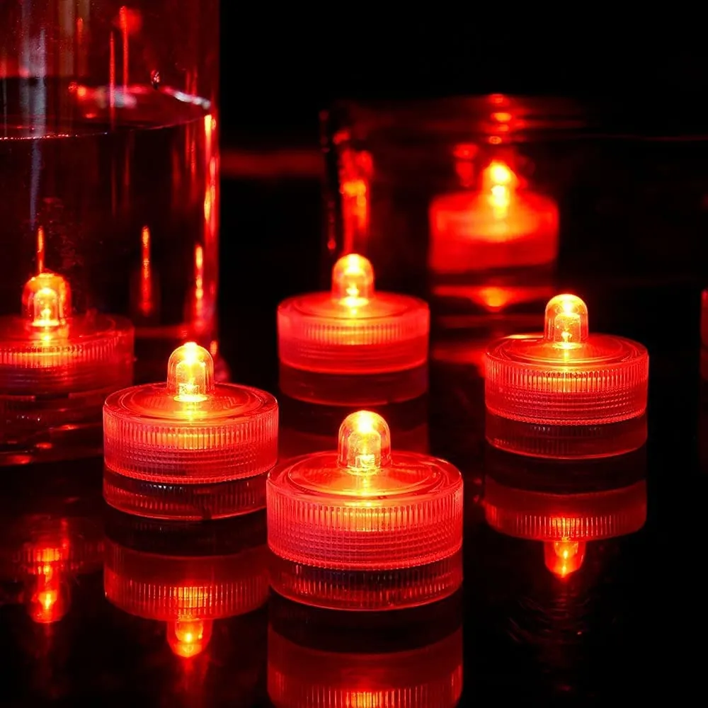 12 Piece Submersible LED Lights Waterproof Underwater Tea Candle Lights