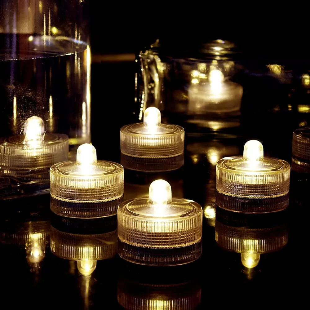 12 Piece Submersible LED Lights Waterproof Underwater Tea Candle Lights
