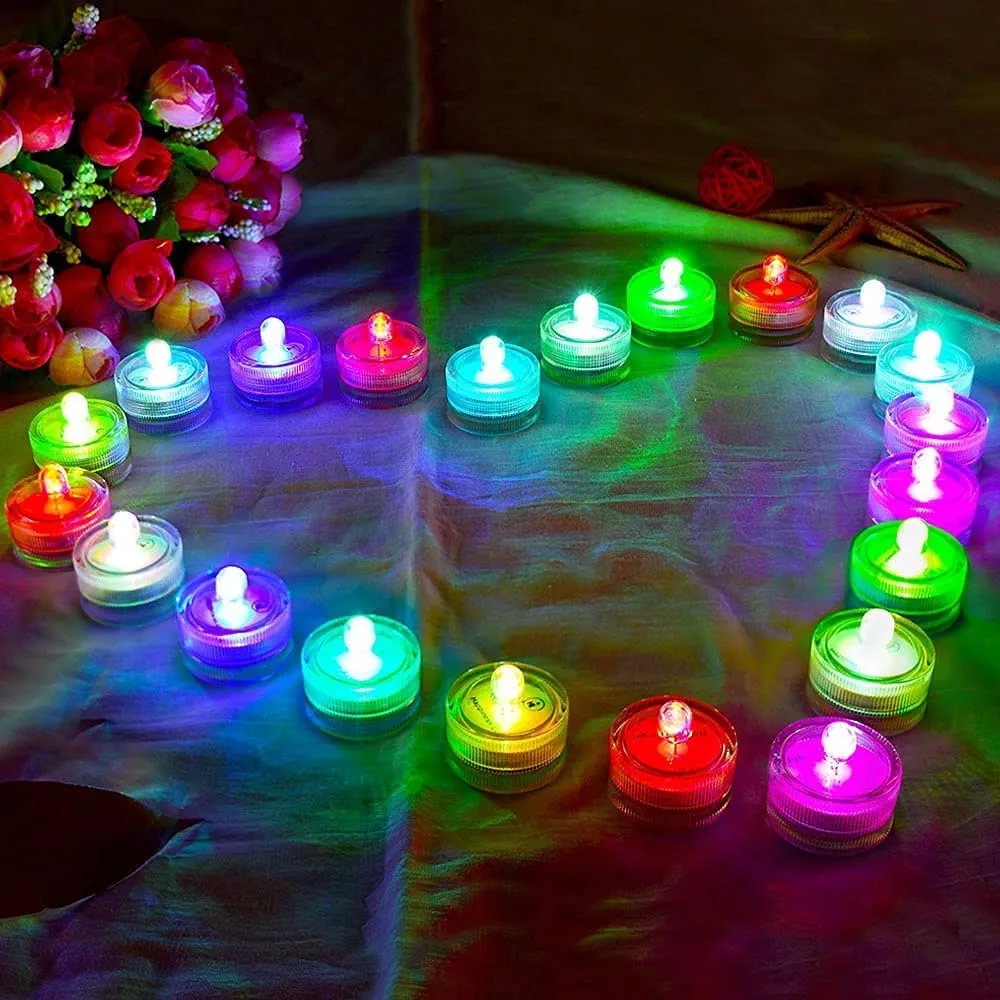 12 Piece Submersible LED Lights Waterproof Underwater Tea Candle Lights