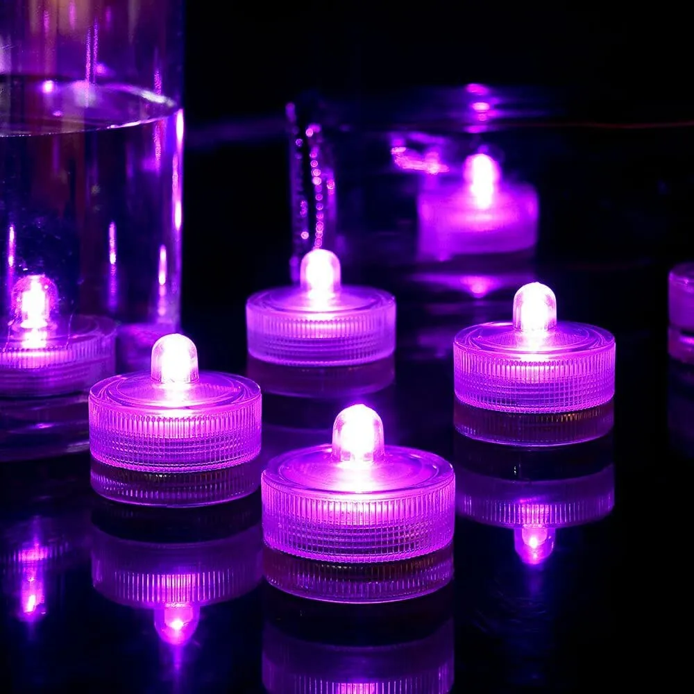 12 Piece Submersible LED Lights Waterproof Underwater Tea Candle Lights