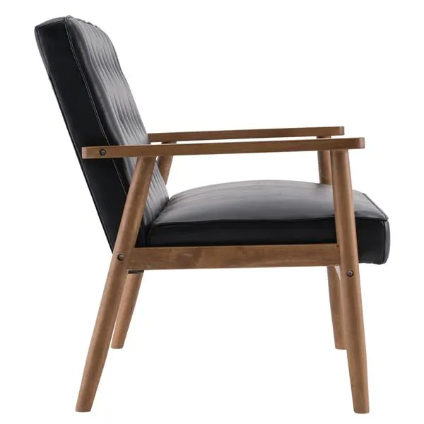 126 x 70 x 84cm Two-person Retro PU Leather Lounge Chair Light Black