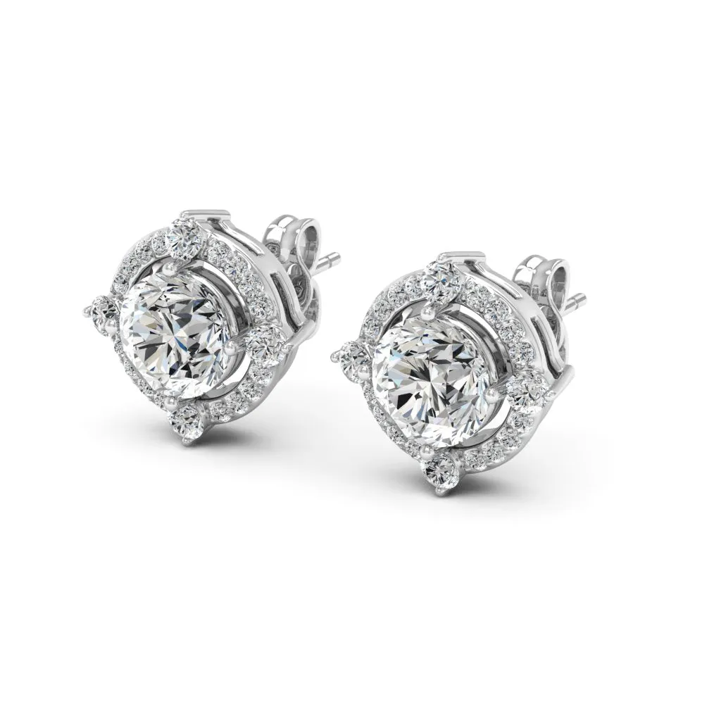 1.36 d.e.w cts Regina Moissanite Stud Earrings