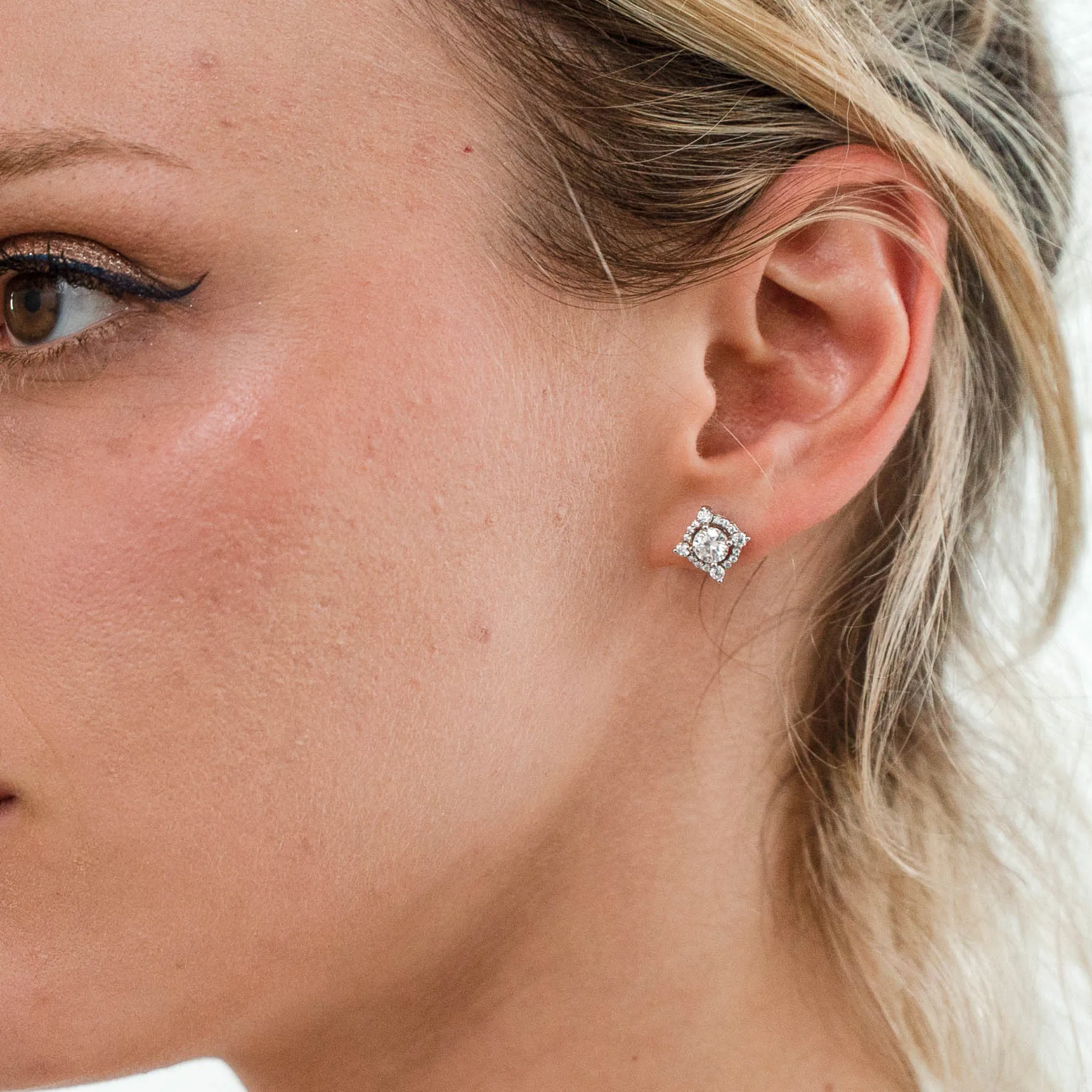 1.36 d.e.w cts Regina Moissanite Stud Earrings