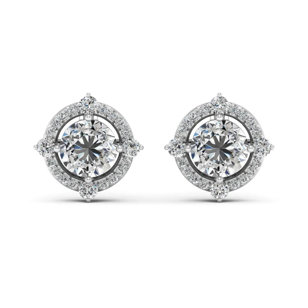 1.36 d.e.w cts Regina Moissanite Stud Earrings