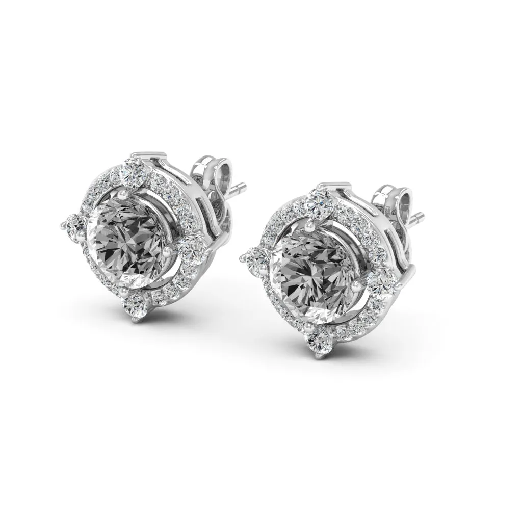 1.36 d.e.w cts Regina Moissanite Stud Earrings