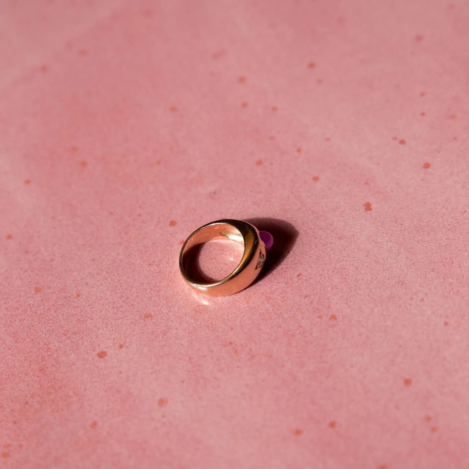 14k Gold Ruby and Diamond Signet