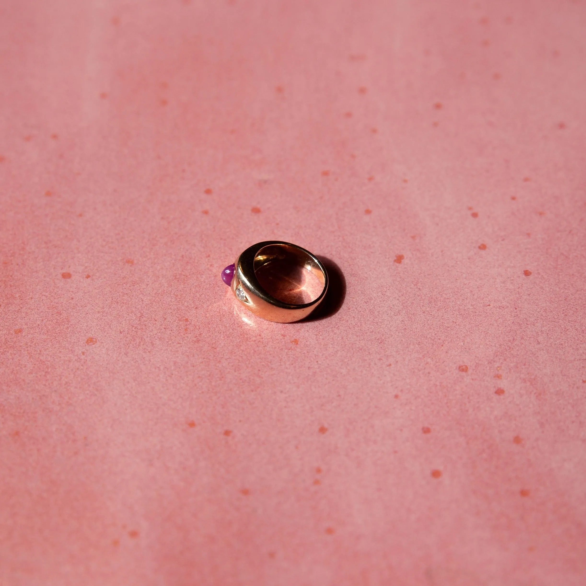 14k Gold Ruby and Diamond Signet