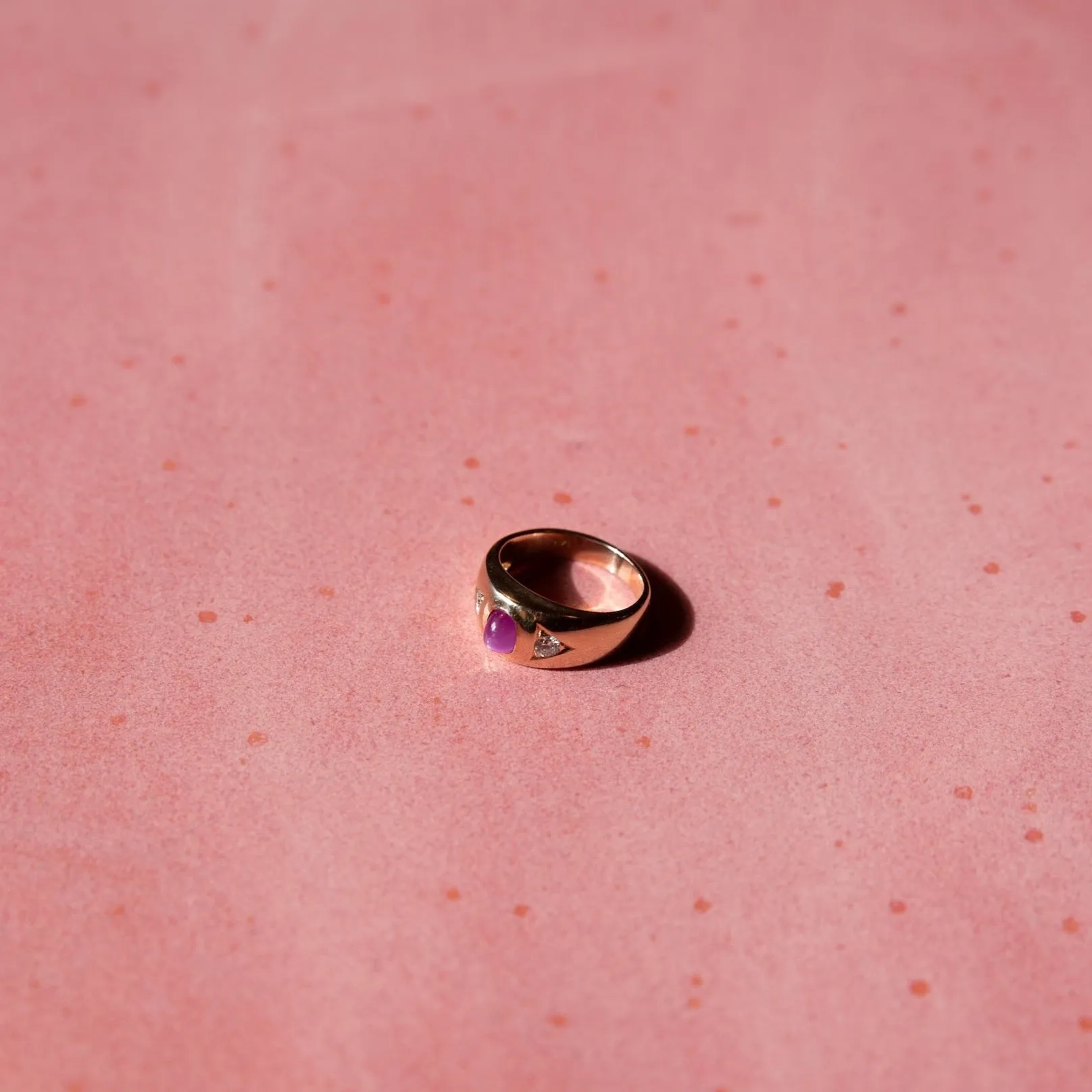 14k Gold Ruby and Diamond Signet