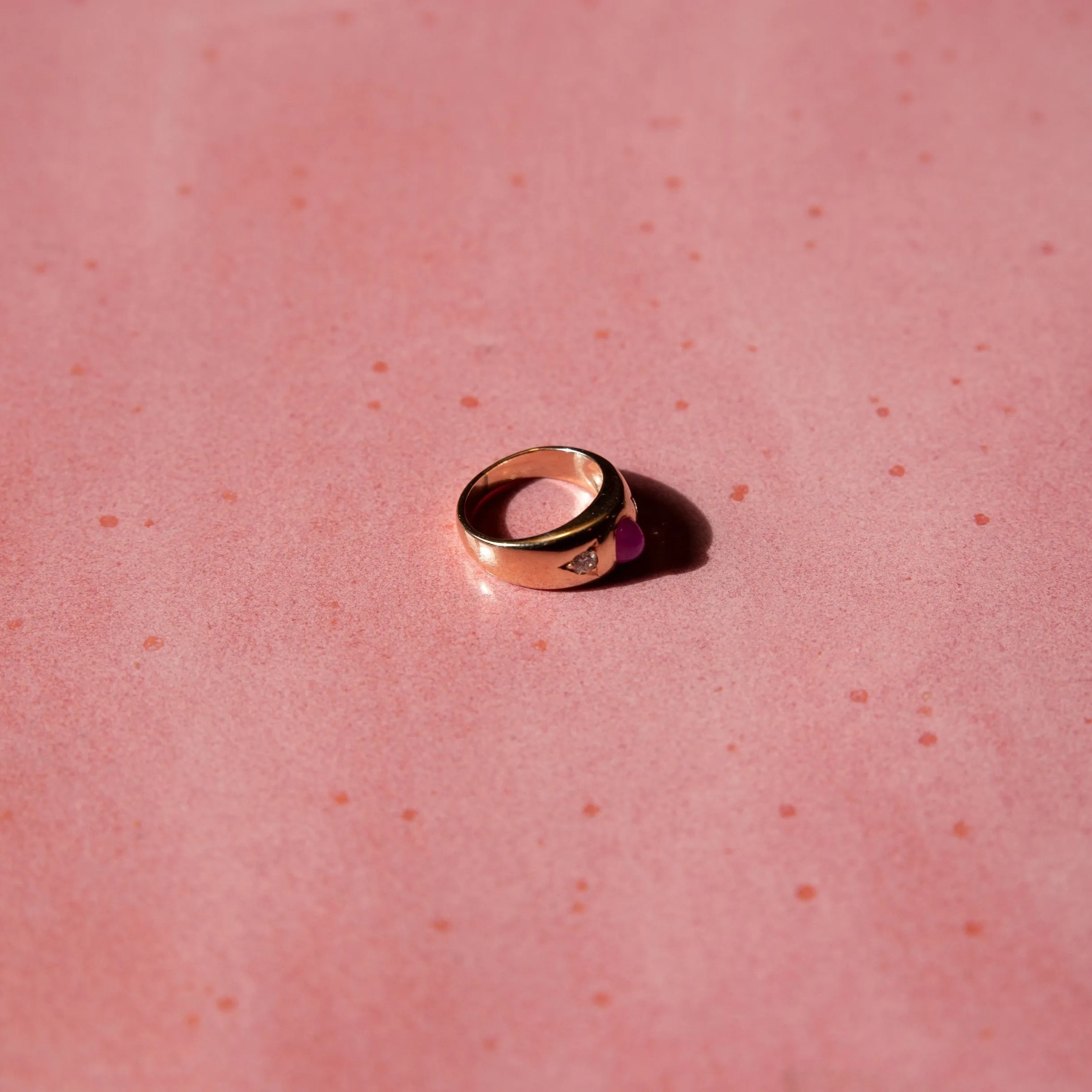 14k Gold Ruby and Diamond Signet