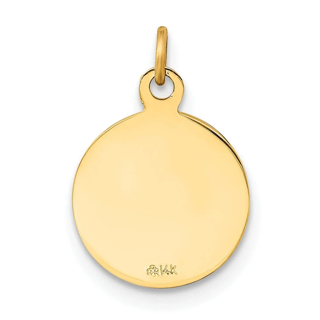 14K Yellow Gold Confirmation with Chalice Cup Round Disc Medal Pendant