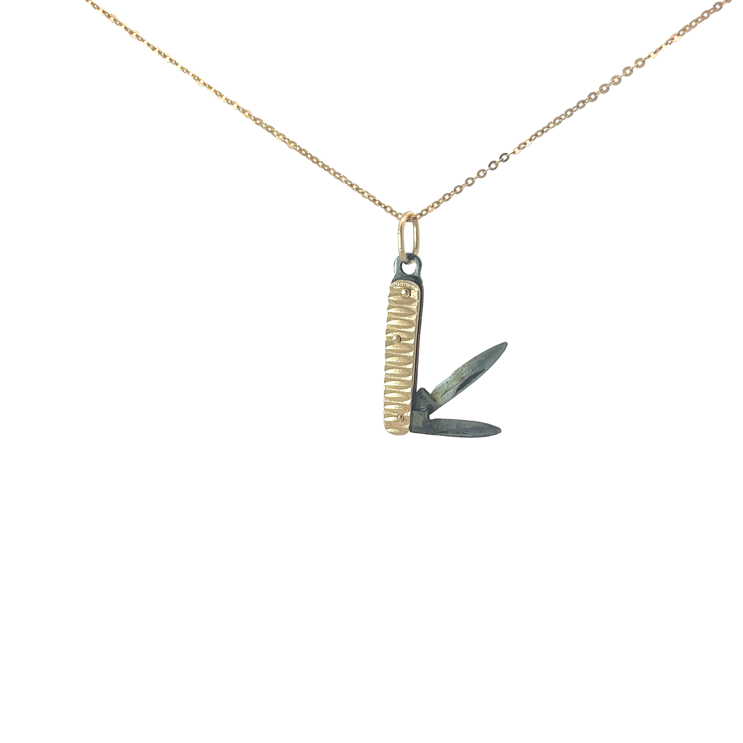 14k Yellow Gold Vintage Pocket Knife Pendant