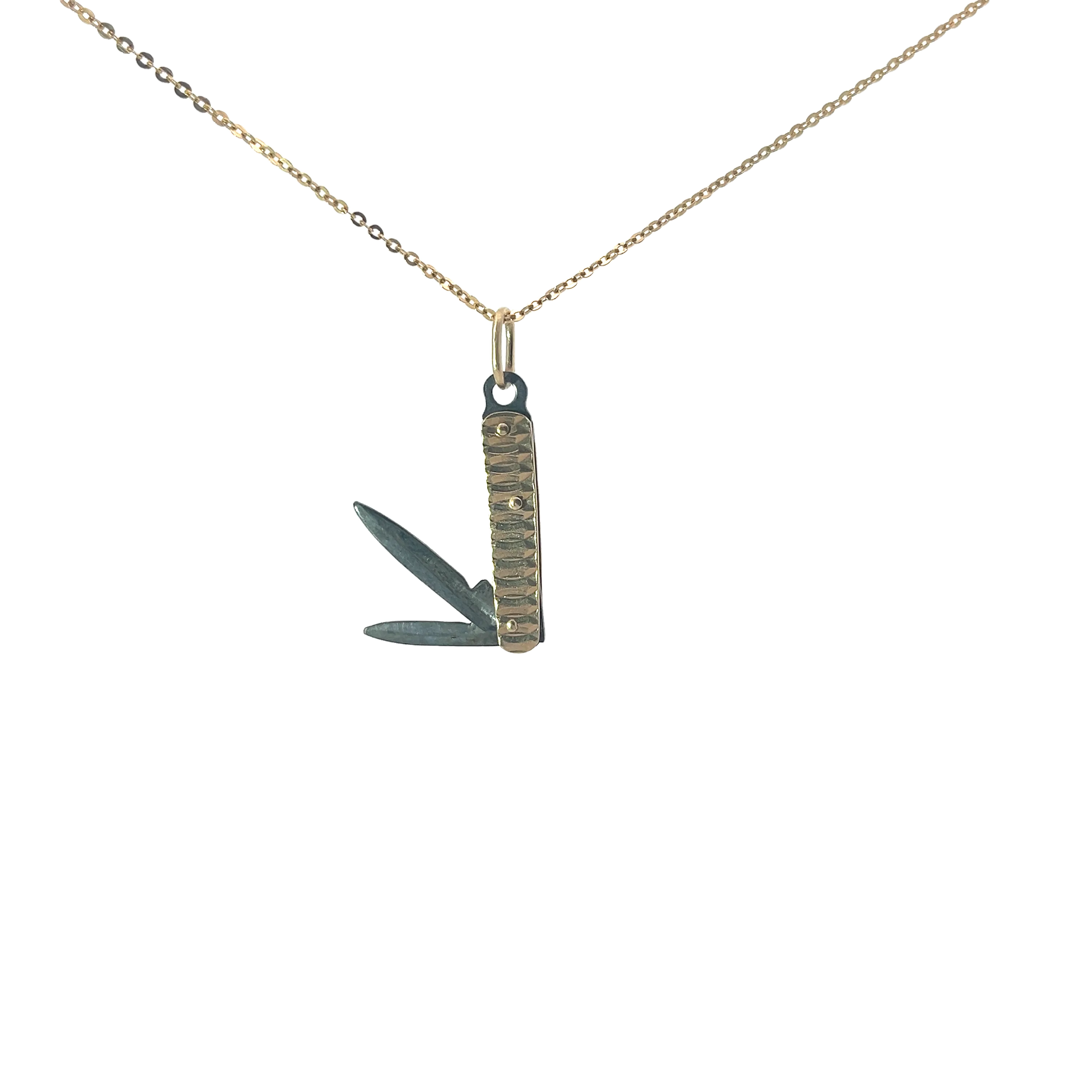 14k Yellow Gold Vintage Pocket Knife Pendant