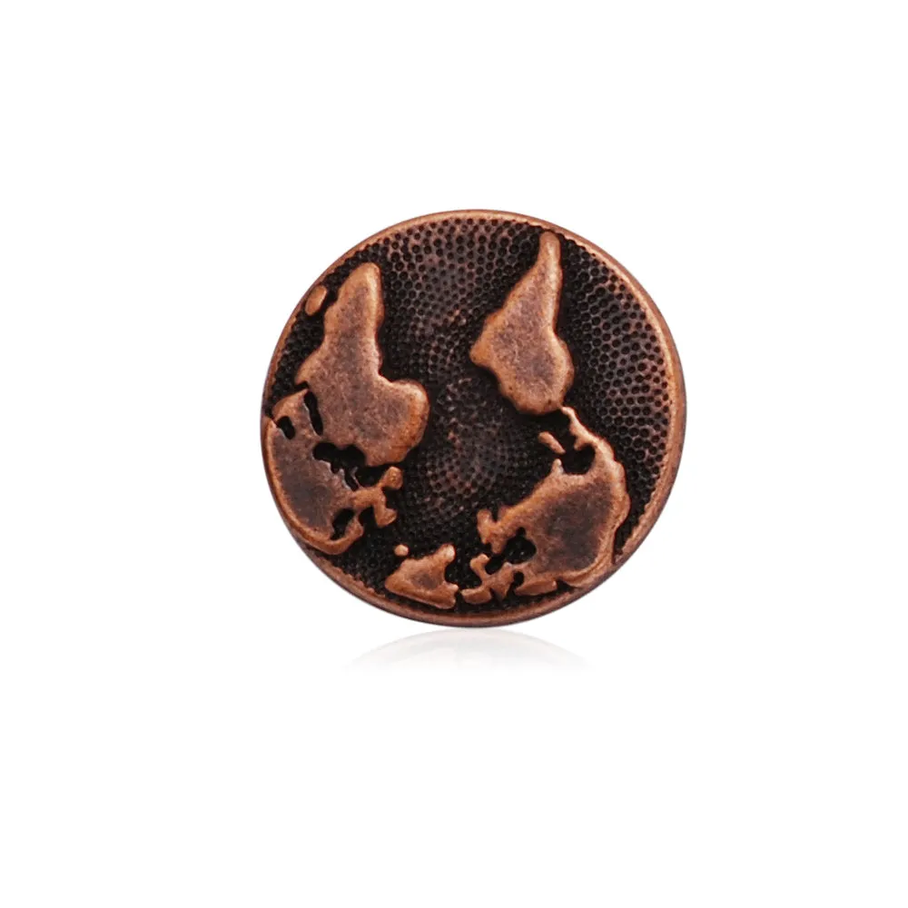 16mm Vintage Antique Copper Round Earth button,Earth Pattern,Jewelry Findings,Zinc Alloy Filled,20pcs/lot