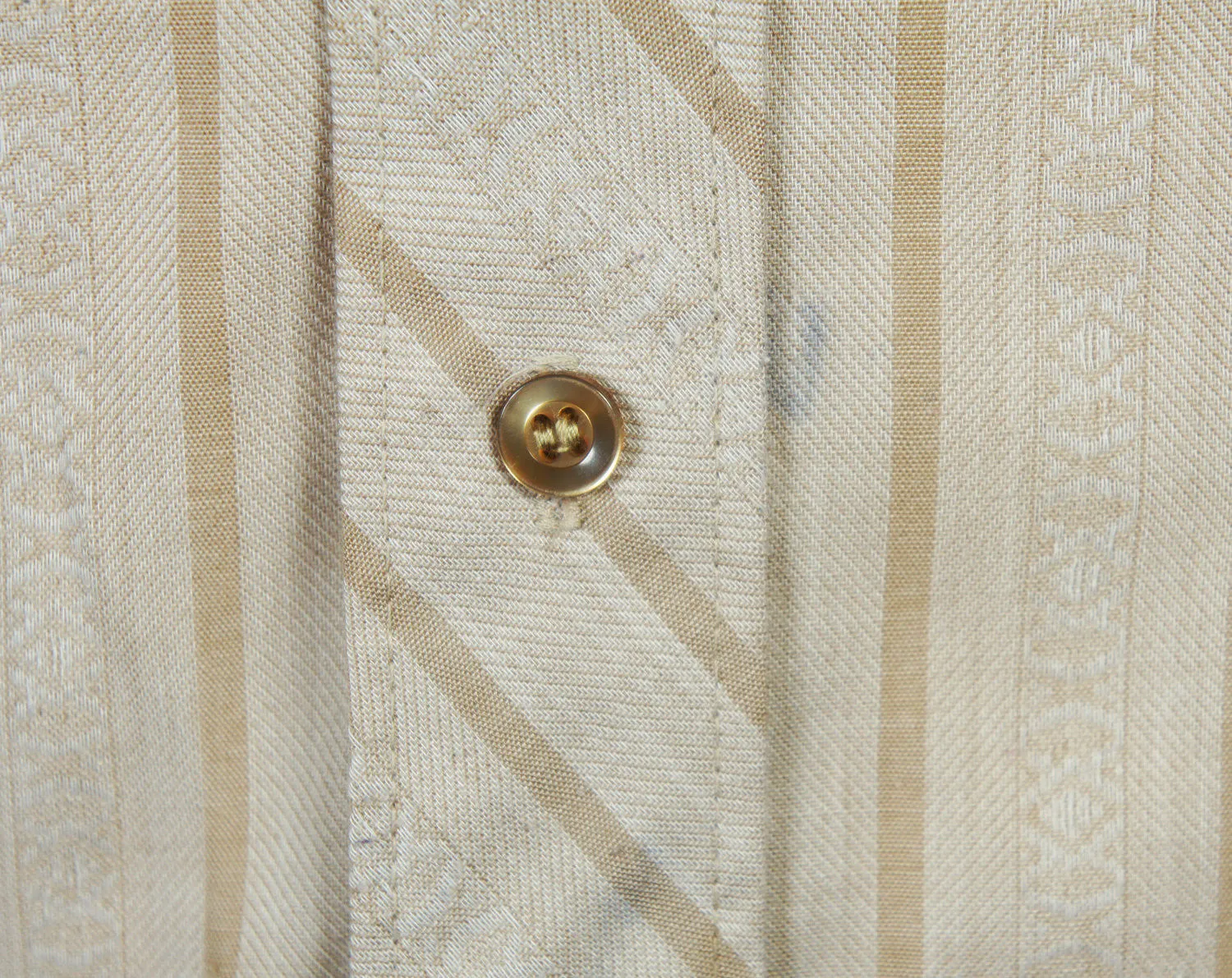 1970's Brown Striped Button Up Western Shirt - Size L