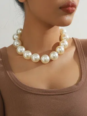 1pc Exaggerated Vintage Large Pearl Necklace