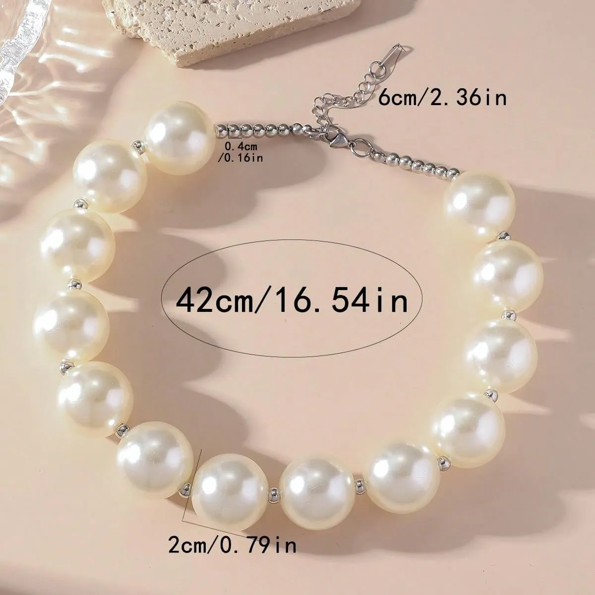1pc Exaggerated Vintage Large Pearl Necklace