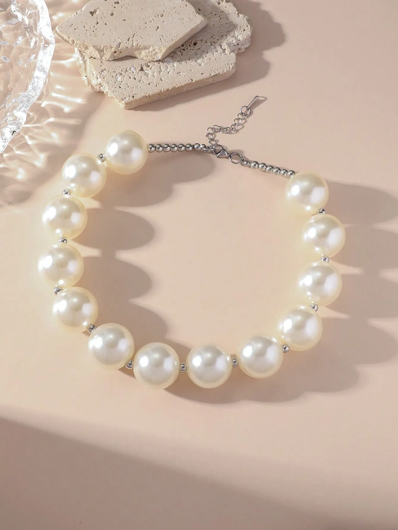 1pc Exaggerated Vintage Large Pearl Necklace