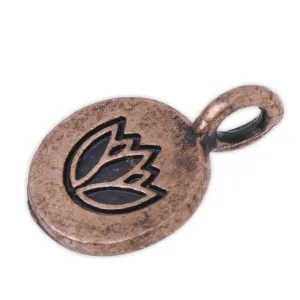 20 Round Metal Flower Charm Lotus pendant Vintage Charms Yoga Charms Antique Copper  Lotus 10mm