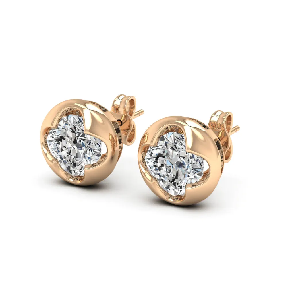 2.20 d.e.w cts 6x6mm Cushion Cindy Moissanite Stud Earrings