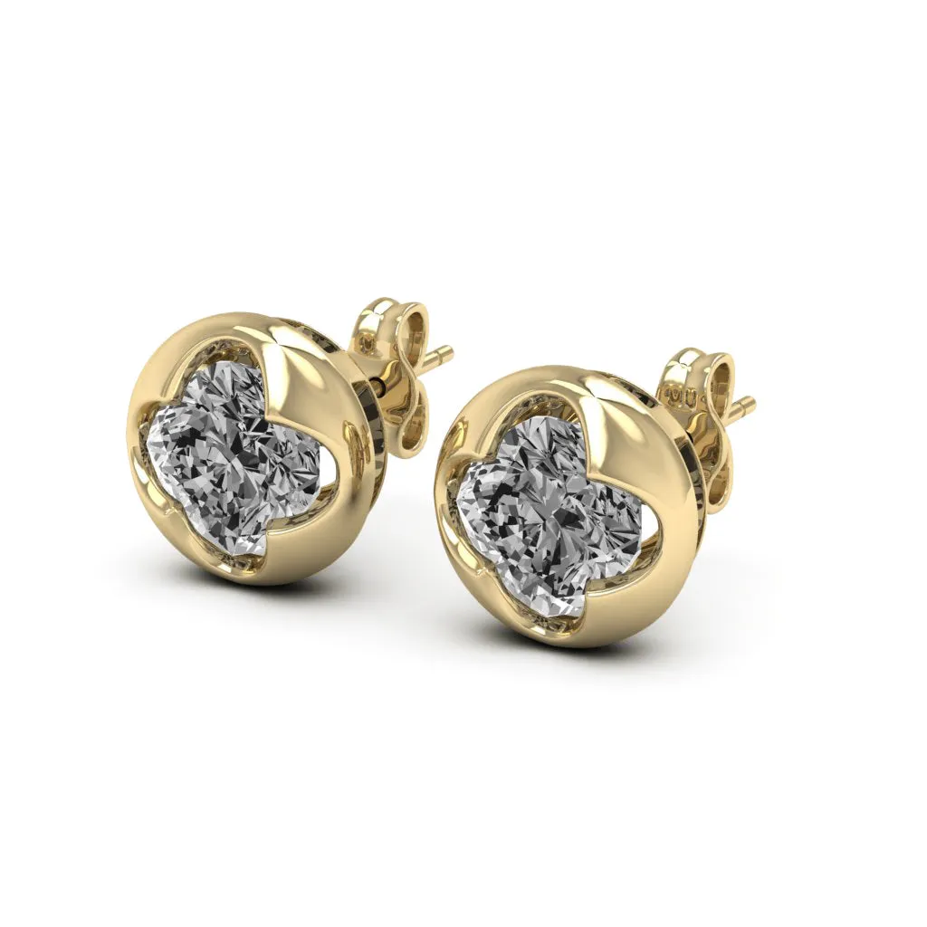 2.20 d.e.w cts 6x6mm Cushion Cindy Moissanite Stud Earrings