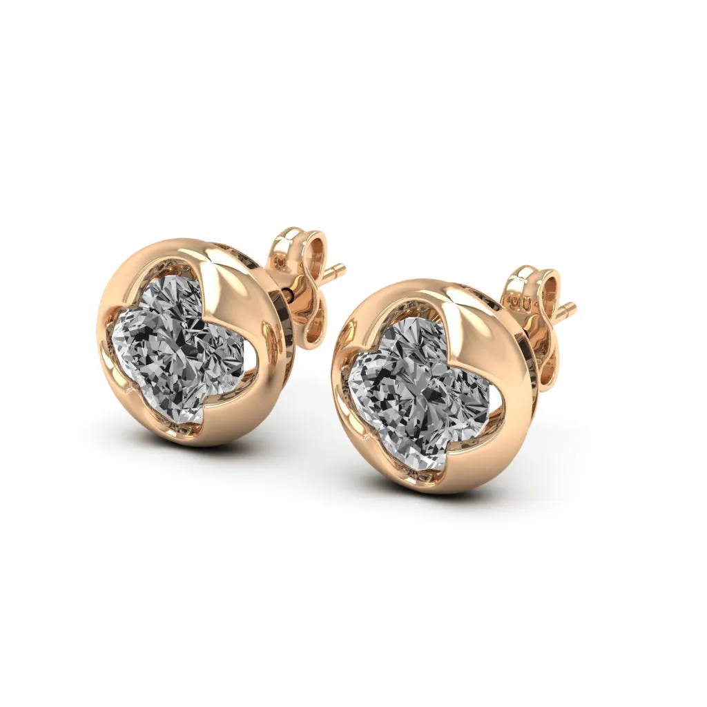 2.20 d.e.w cts 6x6mm Cushion Cindy Moissanite Stud Earrings