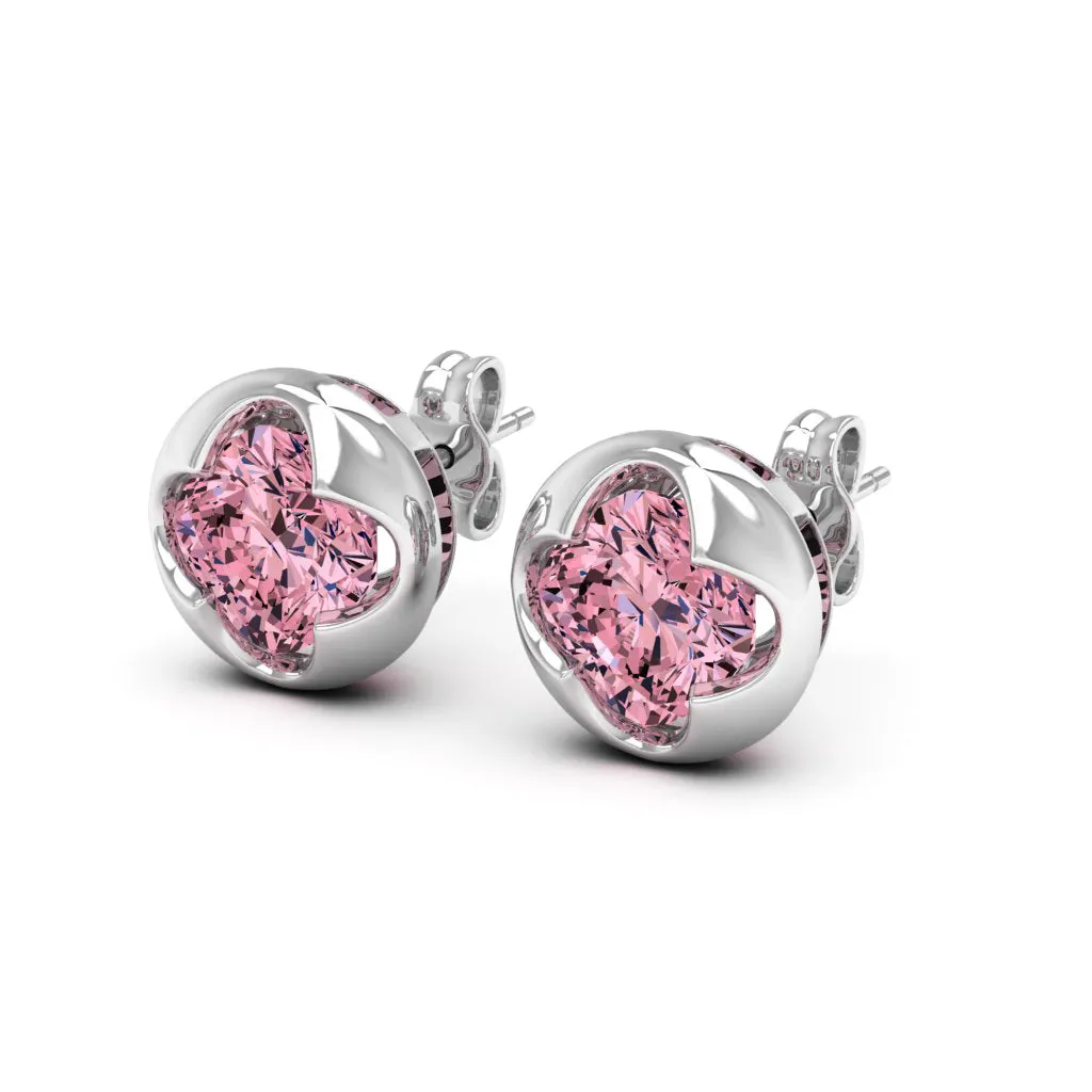 2.20 d.e.w cts 6x6mm Cushion Cindy Moissanite Stud Earrings