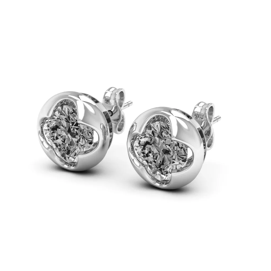 2.20 d.e.w cts 6x6mm Cushion Cindy Moissanite Stud Earrings
