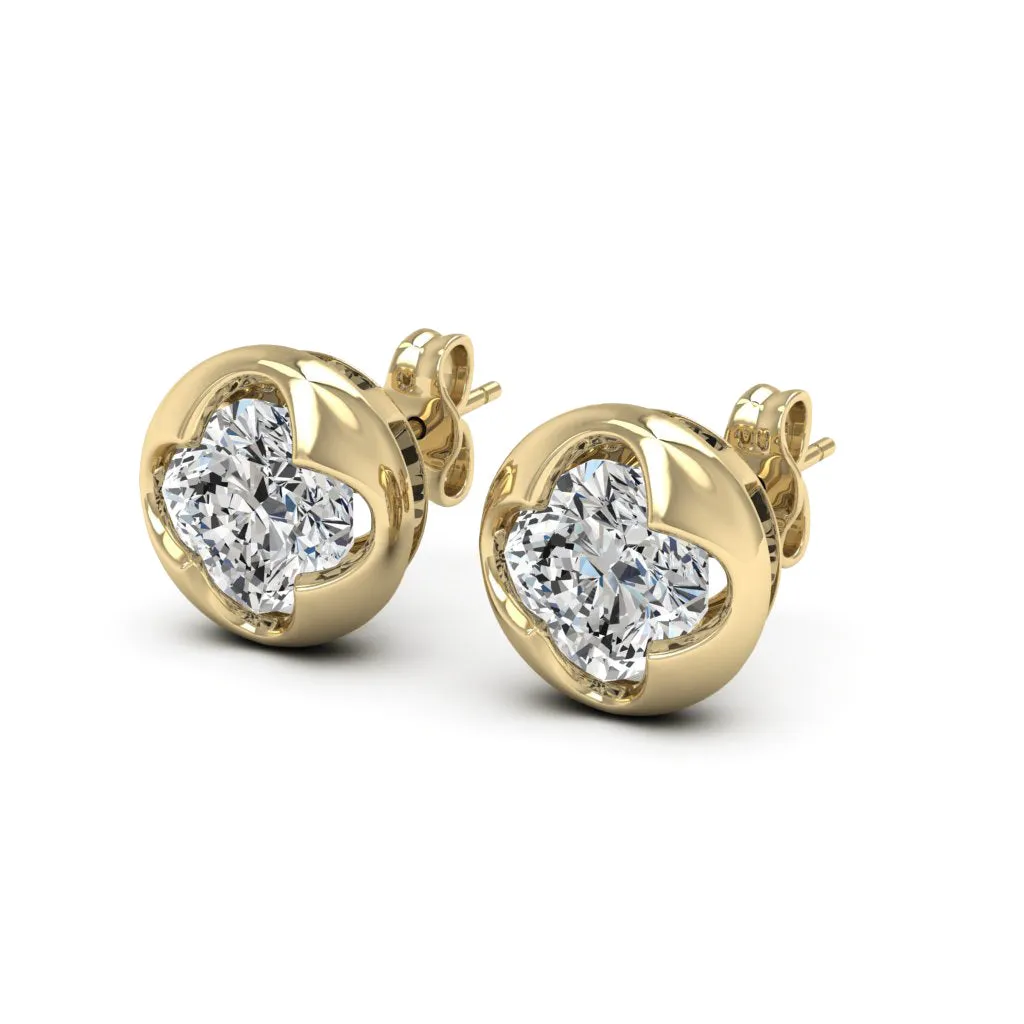 2.20 d.e.w cts 6x6mm Cushion Cindy Moissanite Stud Earrings