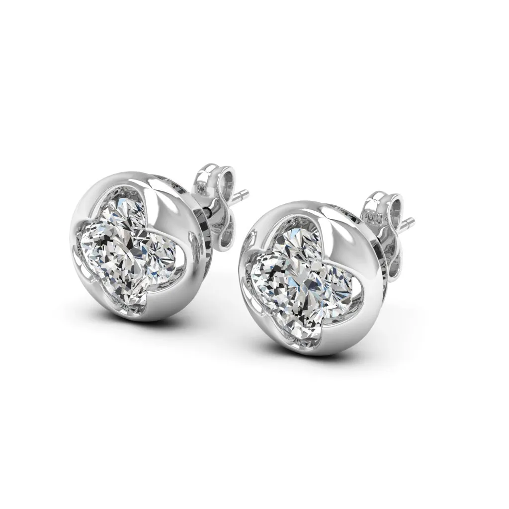 2.20 d.e.w cts 6x6mm Cushion Cindy Moissanite Stud Earrings