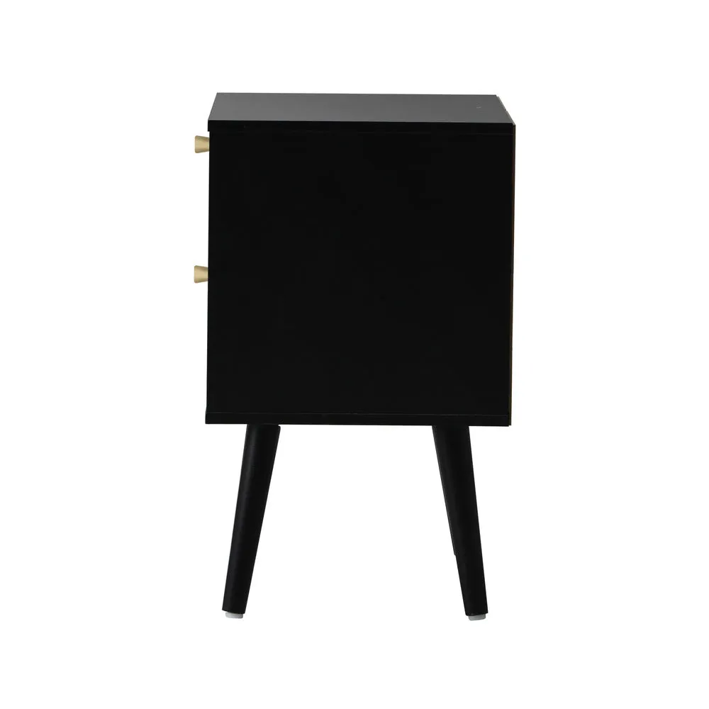 2X Bedside Table 2 Drawers Storage Cabinet Rattan