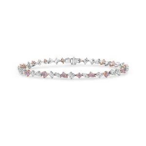 3.87 CARAT PINK & WHITE MULTI-SHAPE DIAMOND BRACELET