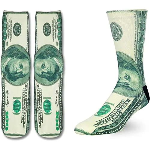 3D Print Money Socks, Novelty Dollars Socks for Men Women, 100 Dollar Gifts, Money Gift, Cash Gifts Accountant Gifts, Back to School Gift, Christmas Gifts