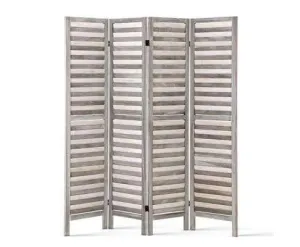 4 Panel Foldable Wooden Room Divider - Grey