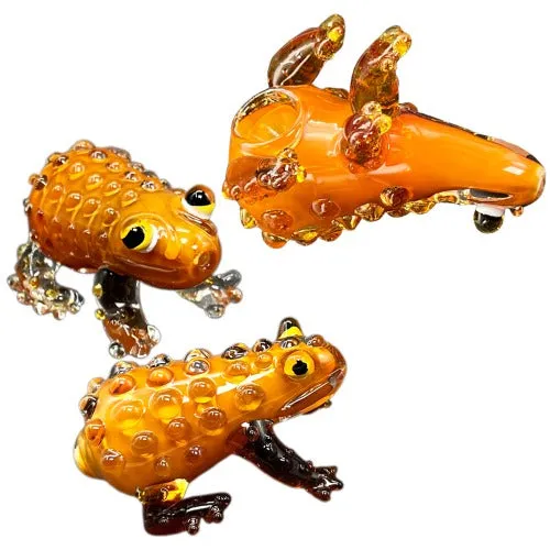 4.5" Golden Frog Glass Handpipe - Design May Vary - (1 Count)